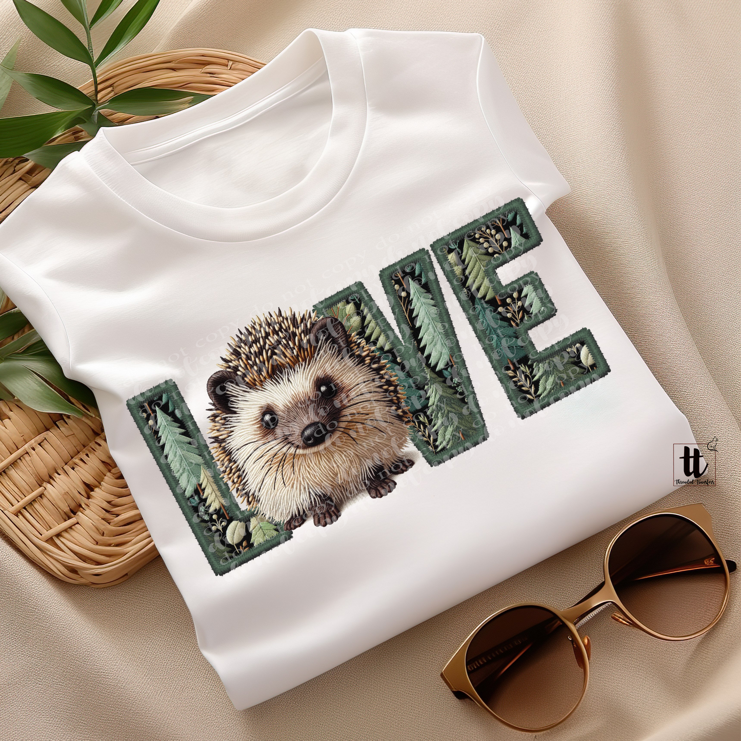 Hedgehog Love **EXCLUSIVE** Faux Embroidery DTF & Sublimation Transfer