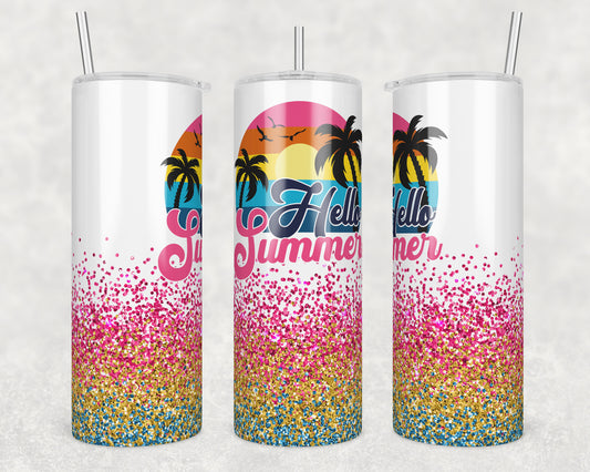 Hello Summer Sublimation Transfer Tumbler Wrap 20oz (read description)