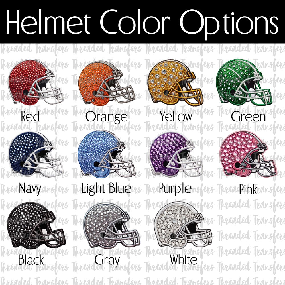 School Mascot Football Helmet Custom Faux Rhinestones & Faux Embroidery Digital Design Download (PNG Format - no product shipped)