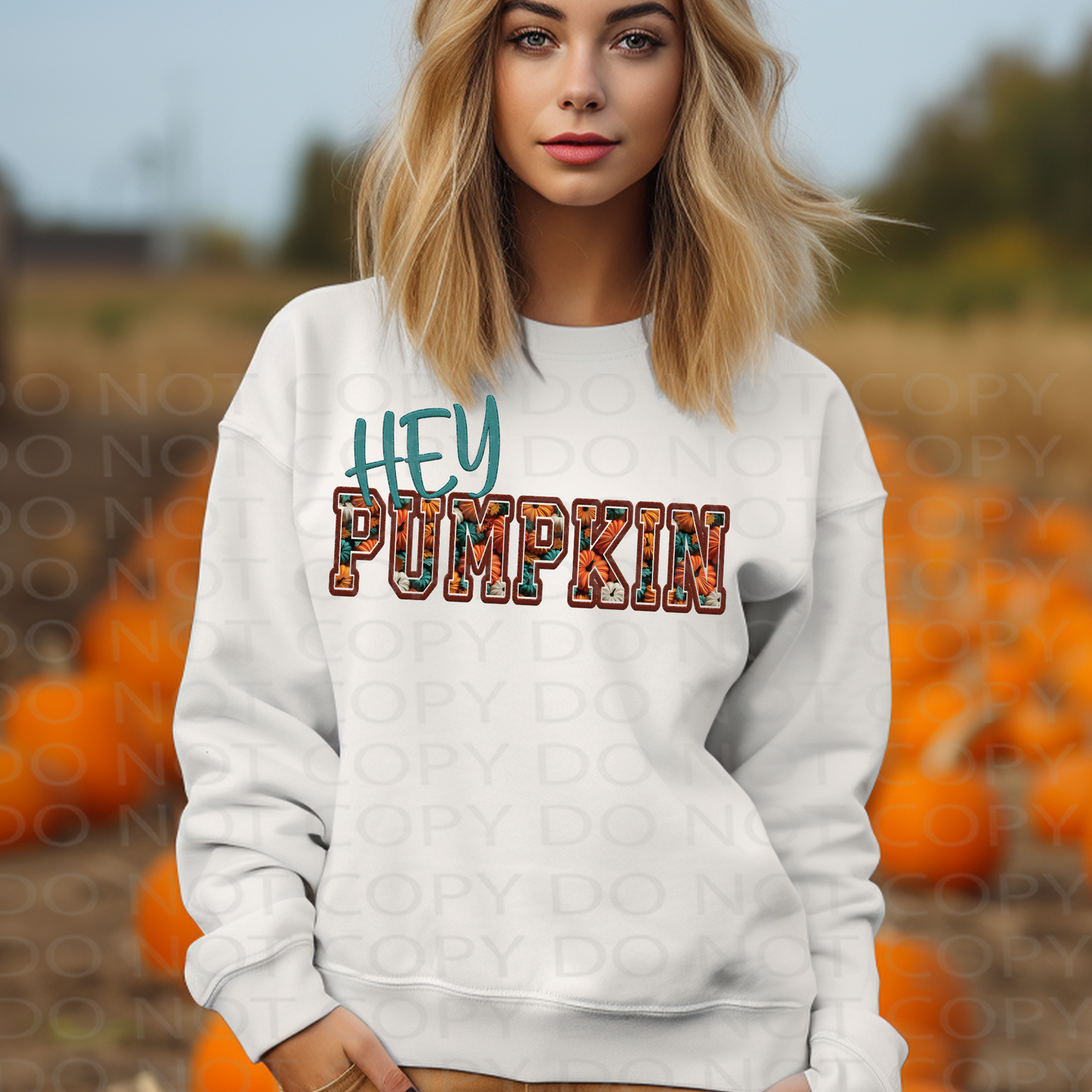 Hey Pumpkin **EXCLUSIVE** Faux Embroidery and Puffy Look DTF & Sublimation Transfer