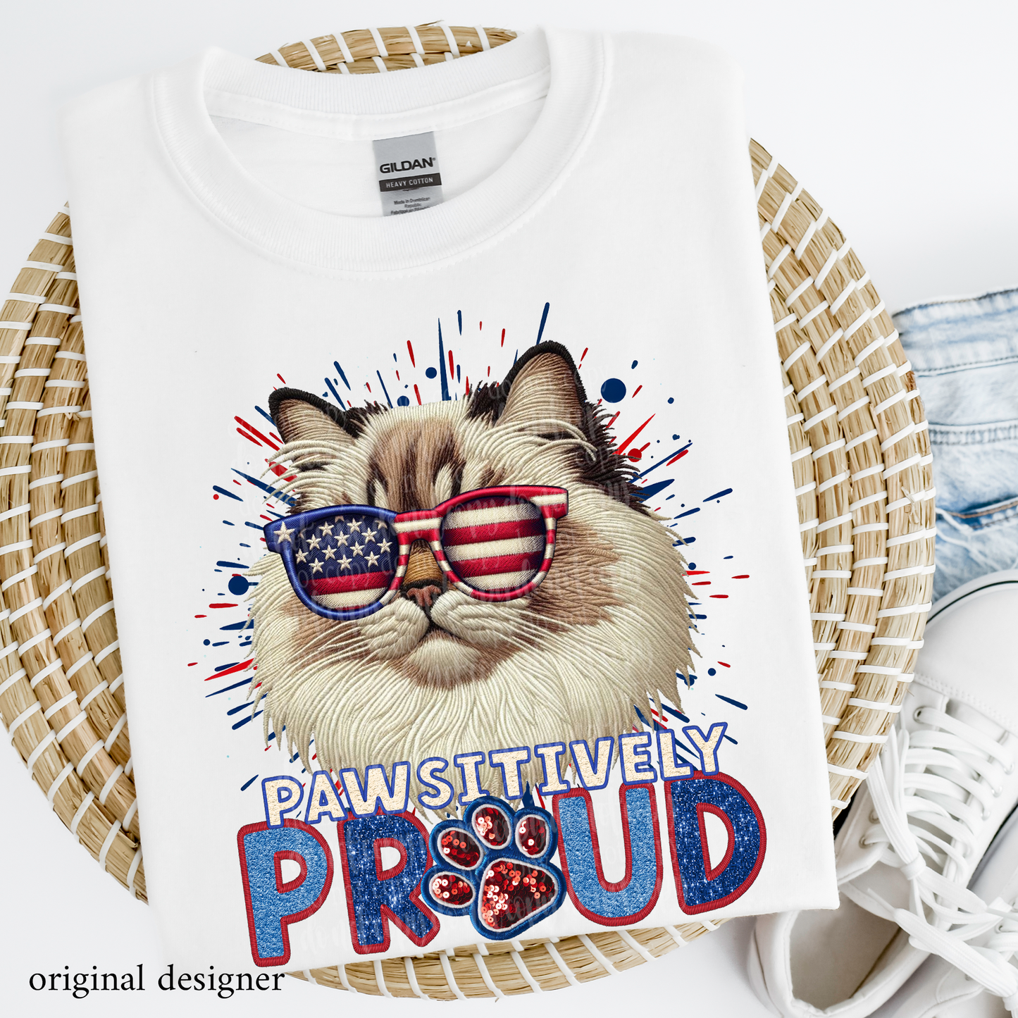 Himalayan Cat Pawsitively Proud **EXCLUSIVE** Faux Embroidery, Chenille, & Sparkle DTF & Sublimation Transfer