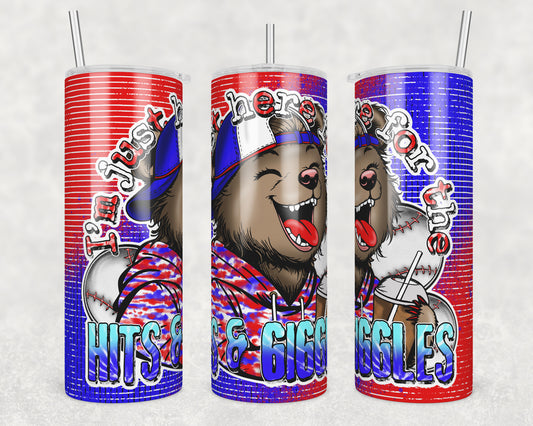 Hits and Giggles Baseball (matches shirt) Sublimation Transfer Tumbler Wrap 20oz (read description)