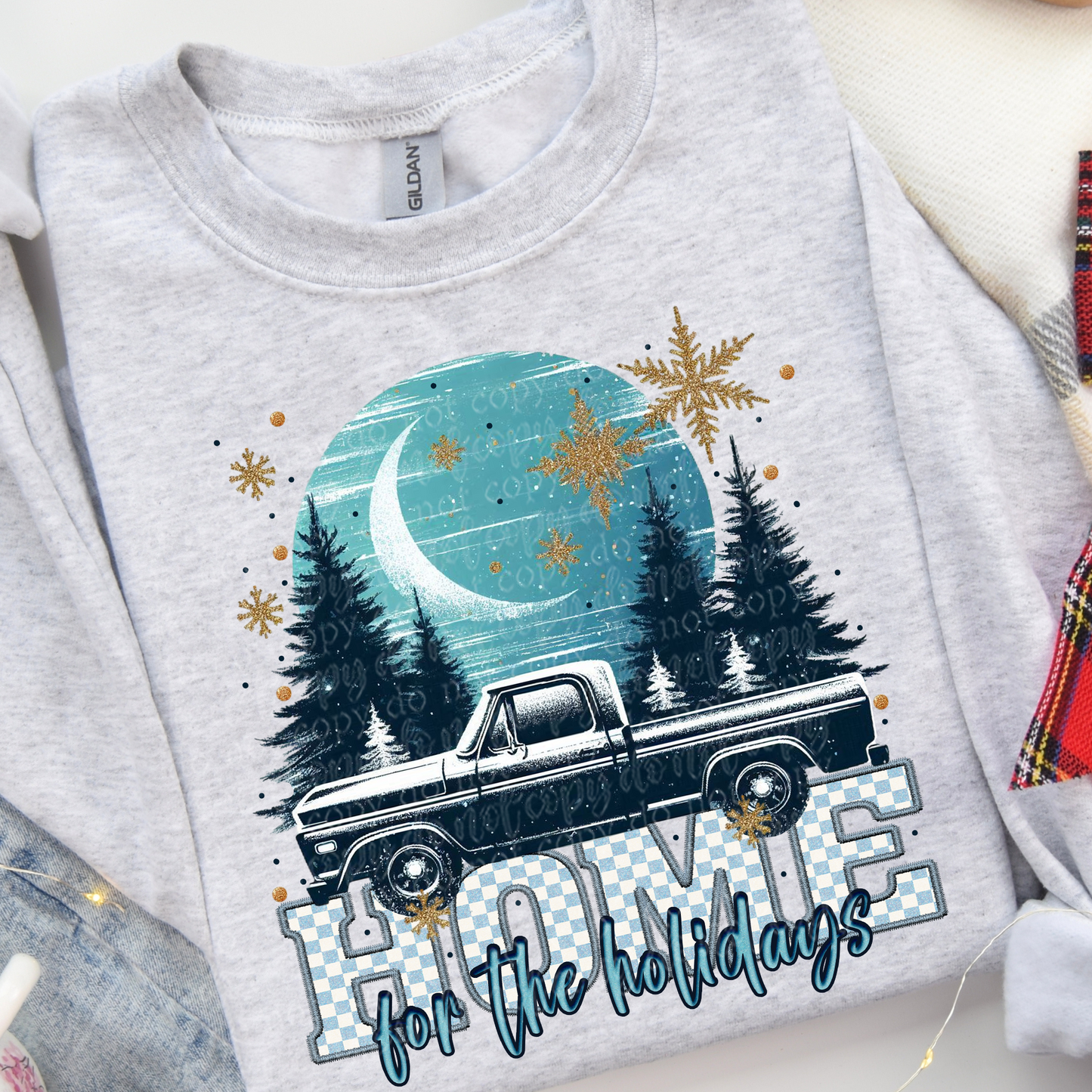 Home for the Holidays Faux Embroidery DTF & Sublimation Transfer