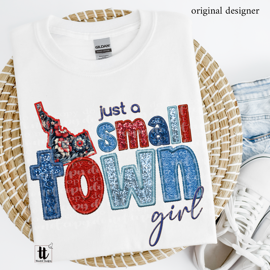 Idaho Small Town **EXCLUSIVE** Faux Embroidery, Chenille, & Sparkles DTF & Sublimation Transfer