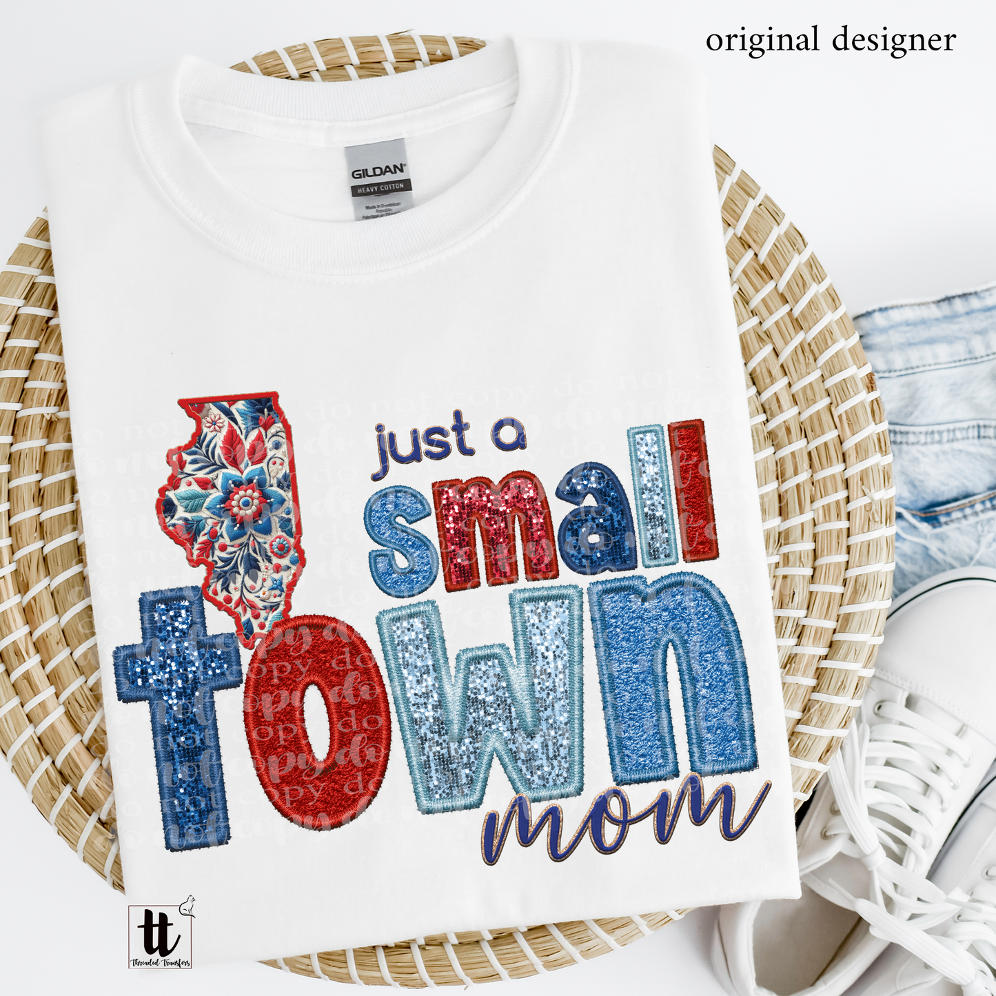 Illinois Small Town **EXCLUSIVE** Faux Embroidery, Chenille, & Sparkles DTF & Sublimation Transfer