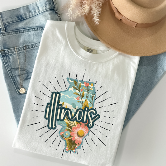 Illinois Retro Floral DTF & Sublimation Transfer