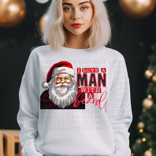 I Love a Man with a Beard Faux Embroidery DTF & Sublimation Transfer