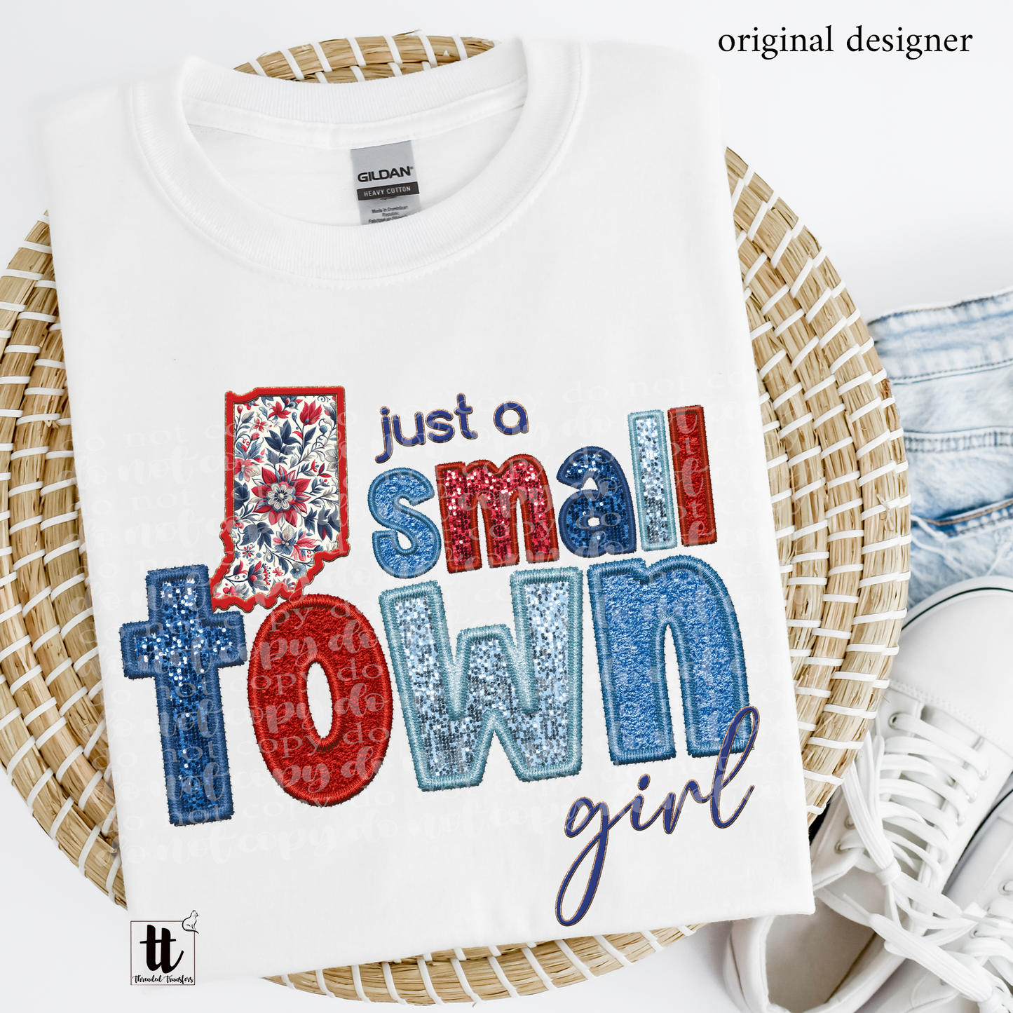 Indiana Small Town **EXCLUSIVE** Faux Embroidery, Chenille, & Sparkles DTF & Sublimation Transfer