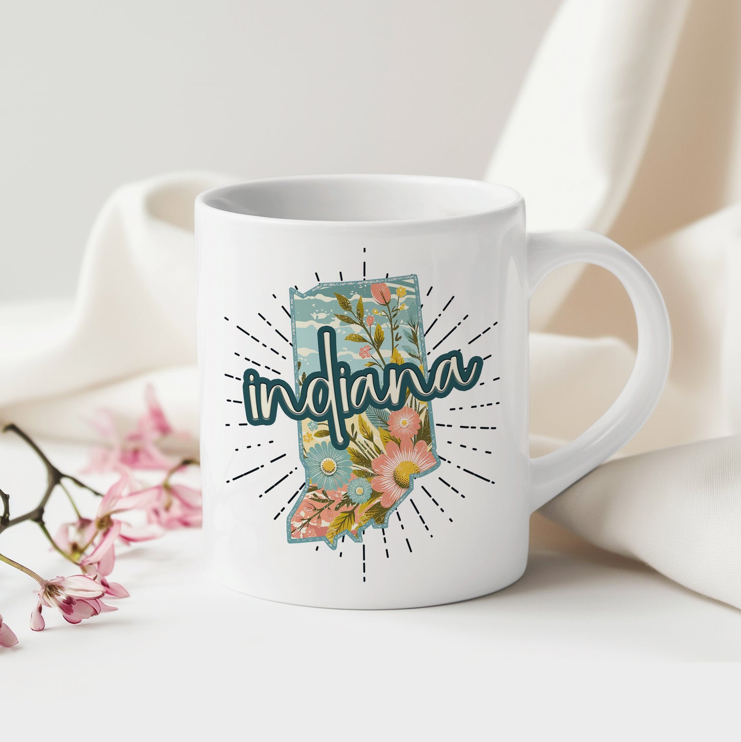 Indiana Retro Floral (matches shirt) UV DTF Transfer