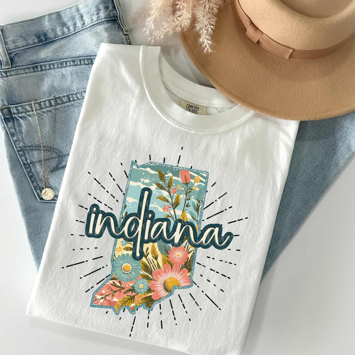 Indiana Retro Floral DTF & Sublimation Transfer