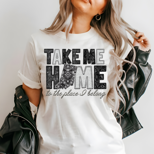 Indiana Take Me Home **EXCLUSIVE** Faux Embroidery, Rhinestone, Chenille, Lace & Sparkles DTF & Sublimation Transfer