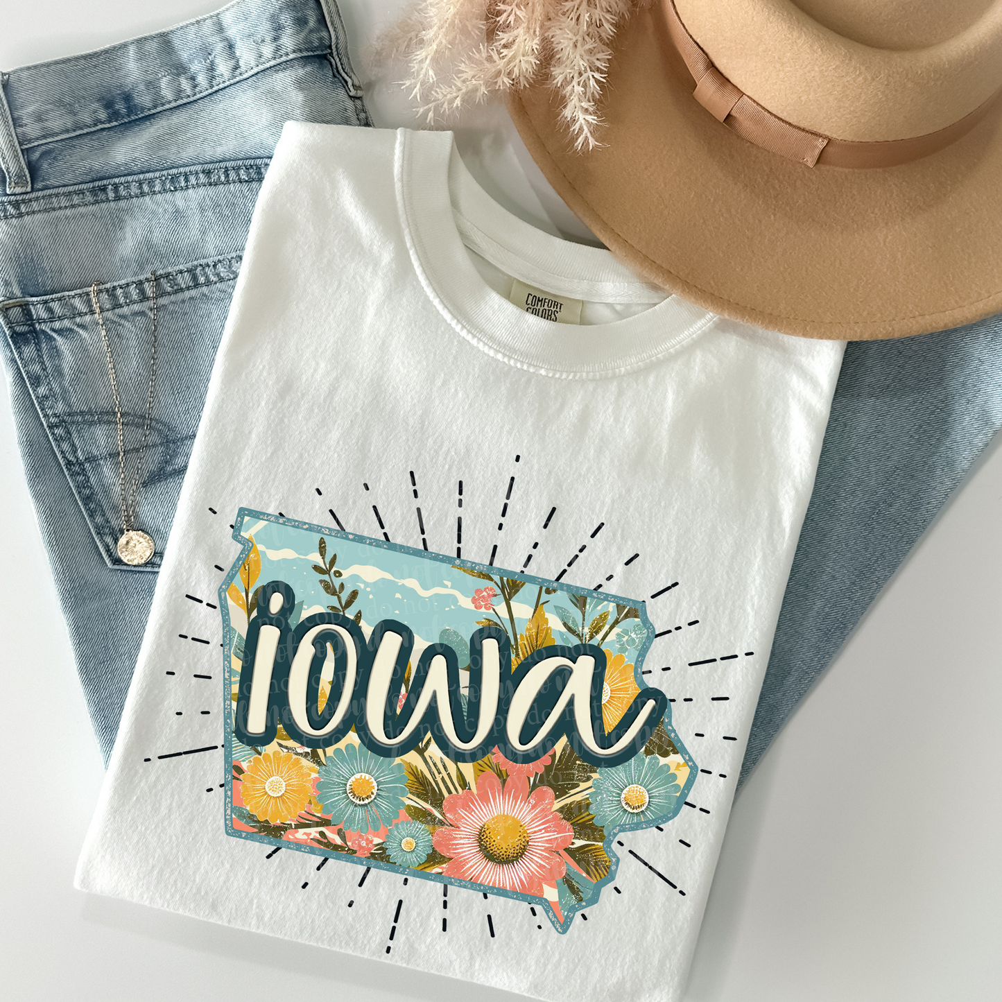 Iowa Retro Floral DTF & Sublimation Transfer