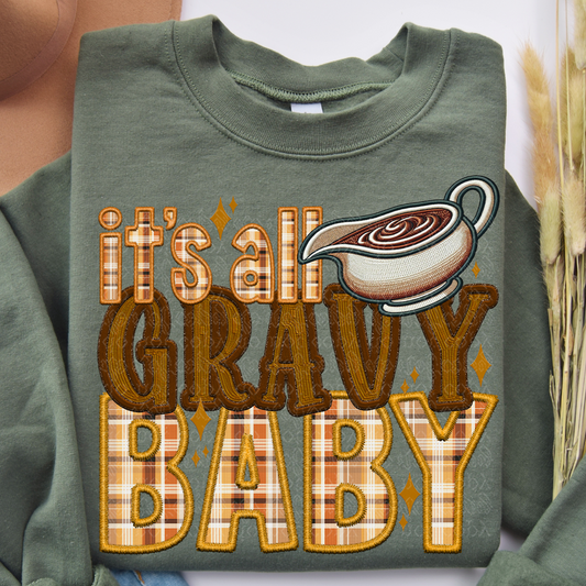 It's All Gravy Baby Faux Knit & Faux Embroidery DTF & Sublimation Transfer