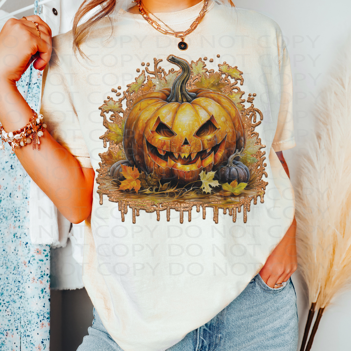 Jack O' Lantern **EXCLUSIVE** Faux Embroidery DTF & Sublimation Transfer