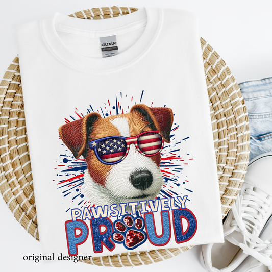 Jack Russell Terrier Pawsitively Proud **EXCLUSIVE** Faux Embroidery, Chenille, & Sparkle DTF & Sublimation Transfer