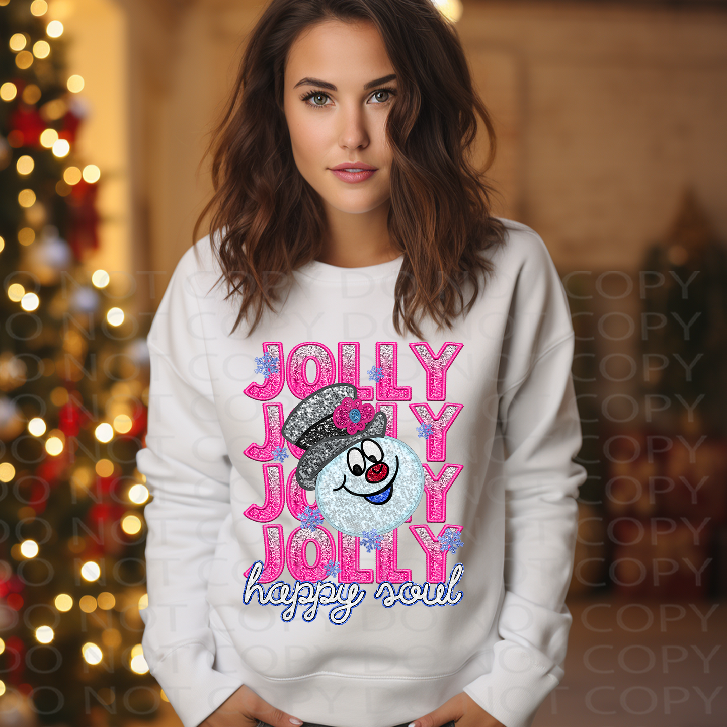 Jolly Happy Soul Faux Embroidery and Sparkles DTF & Sublimation Transfer