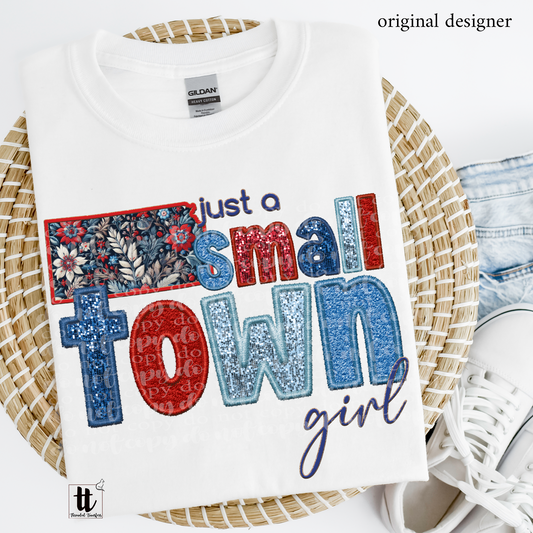 Kansas Small Town **EXCLUSIVE** Faux Embroidery, Chenille, & Sparkles DTF & Sublimation Transfer