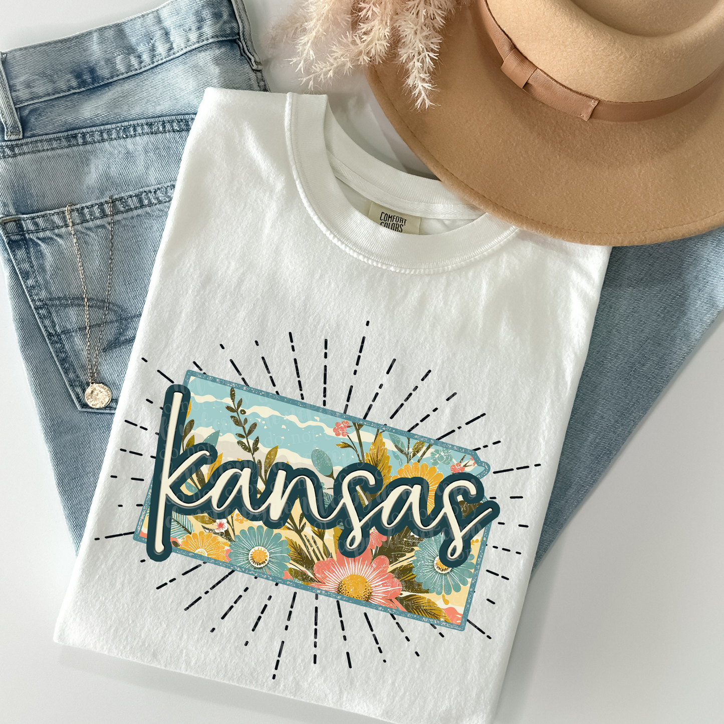 Kansas Retro Floral DTF & Sublimation Transfer