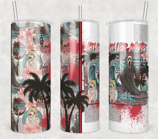 Killer Waves (matches shirt) Sublimation Transfer Tumbler Wrap 20oz (read description)