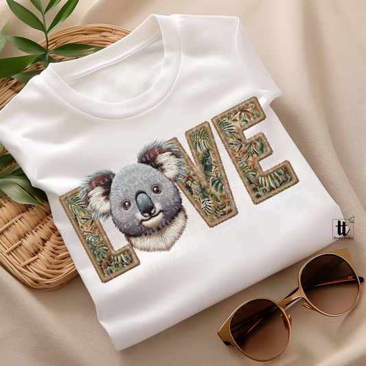 Koala Love **EXCLUSIVE** Faux Embroidery DTF & Sublimation Transfer