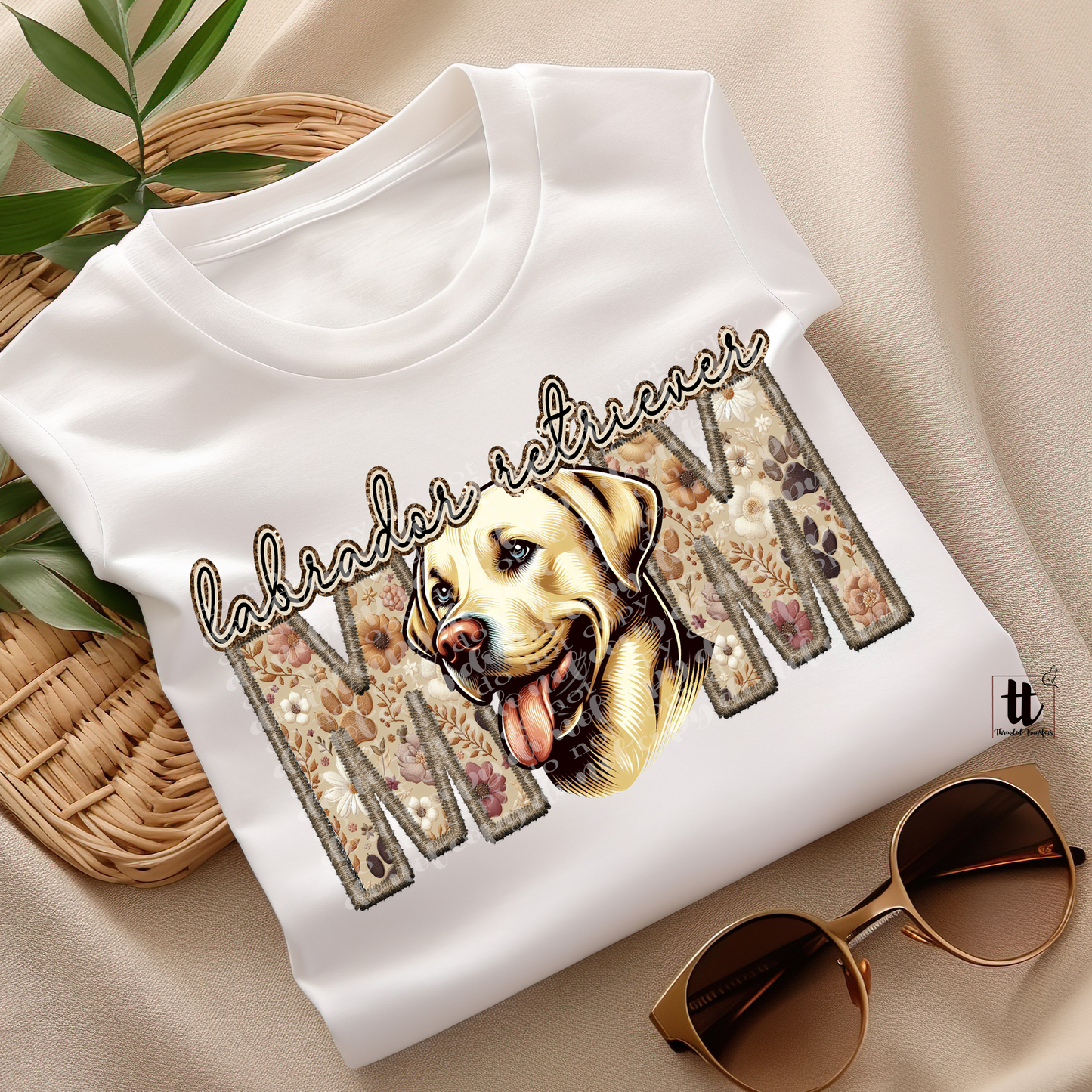 Labrador Retriever Mom **EXCLUSIVE** Faux Embroidery & Faux Sparkle DTF & Sublimation Transfer