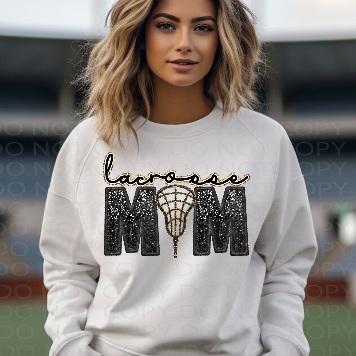 Lacrosse Mom Faux Embroidery and Sparkles DTF & Sublimation Transfer