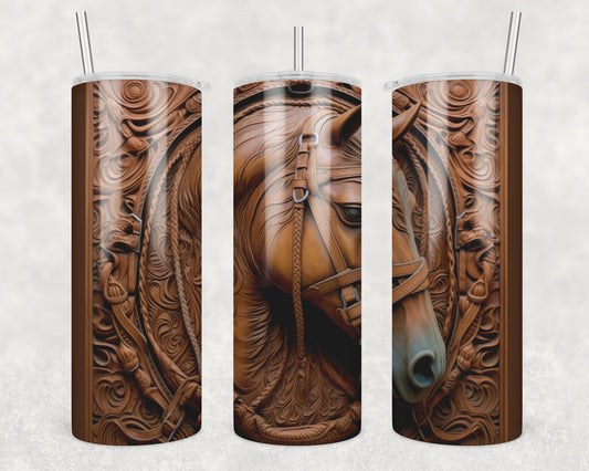 3D Leather Horse Sublimation Transfer Tumbler Wrap 20oz (read description)