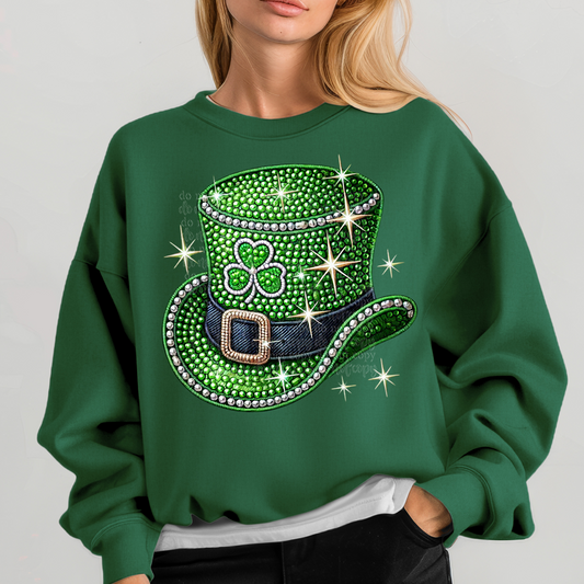 Leprechaun Hat Faux Rhinestone DTF & Sublimation Transfer