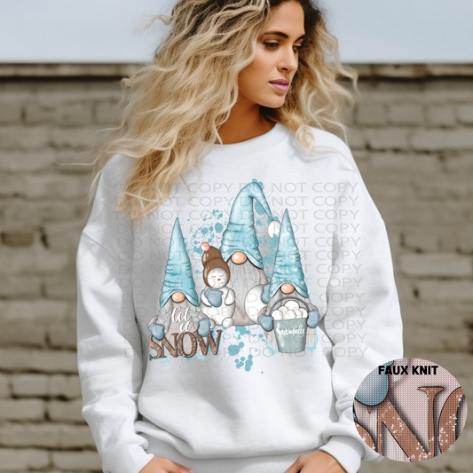 Let It Snow Gnomes **EXCLUSIVE** Faux Knit DTF & Sublimation Transfer