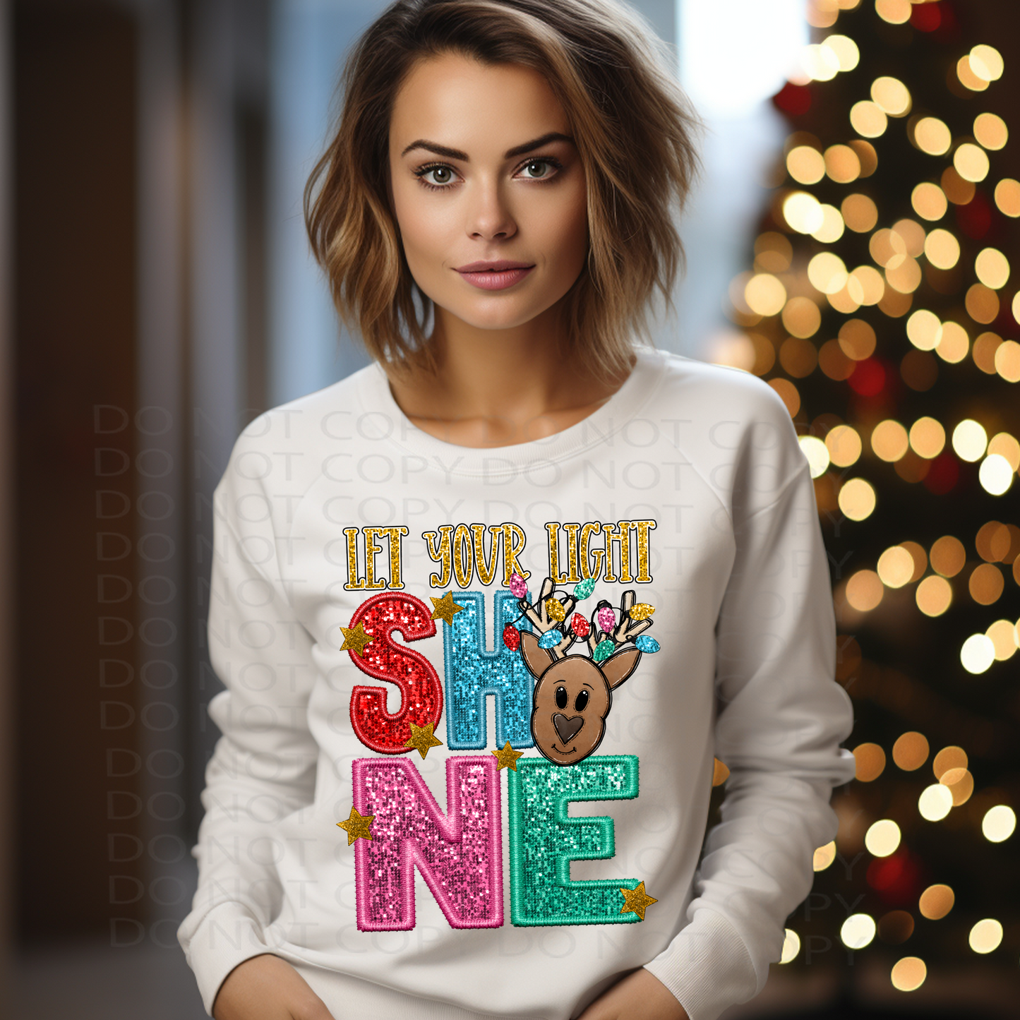 Let Your Light Shine Faux Sparkle and Embroidery DTF & Sublimation Transfer