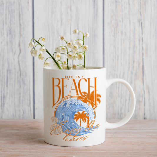 Life's a Beach Enjoy - Orange (matches shirt) UV DTF Transfer