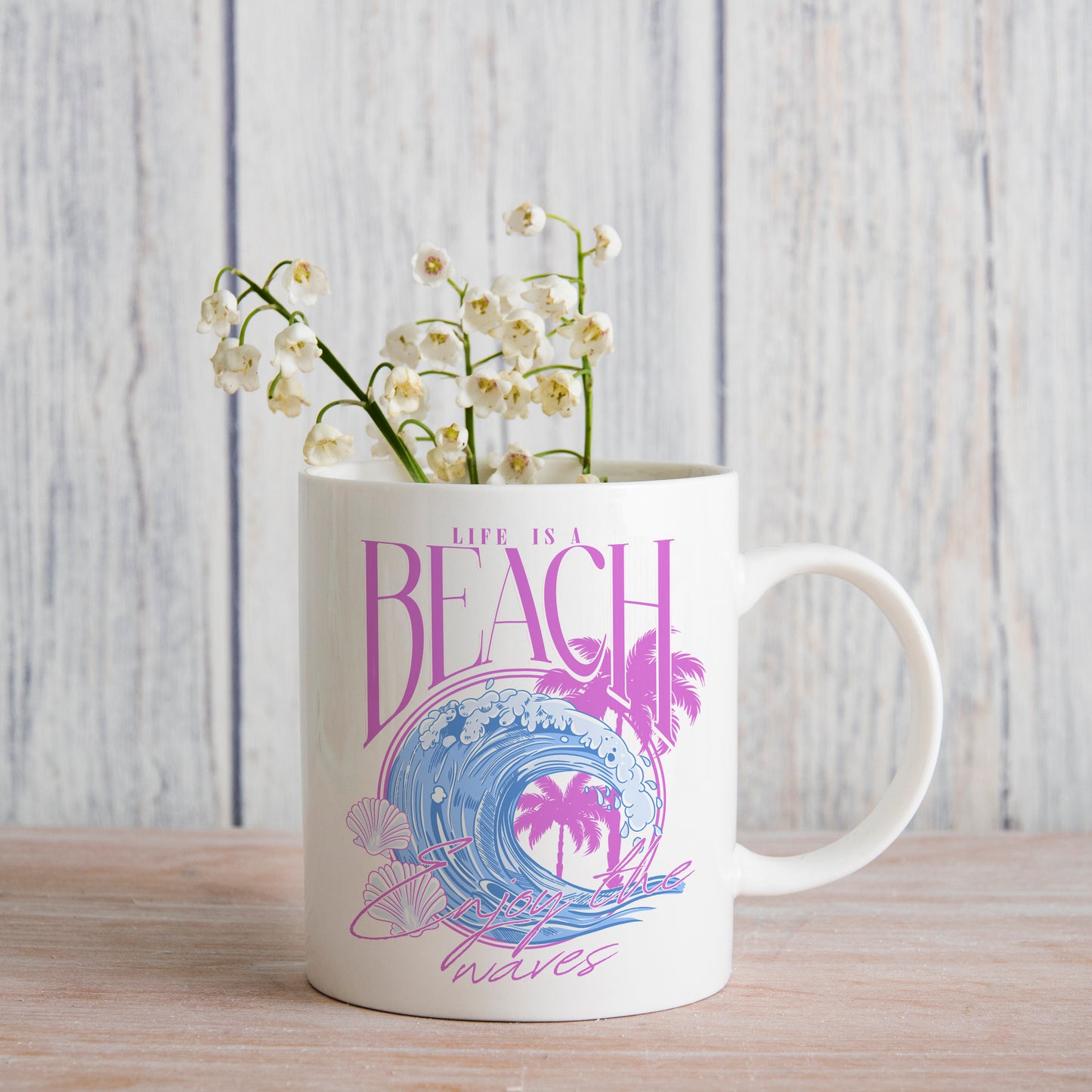 Life's a Beach Enjoy - Pink (matches shirt) UV DTF Transfer