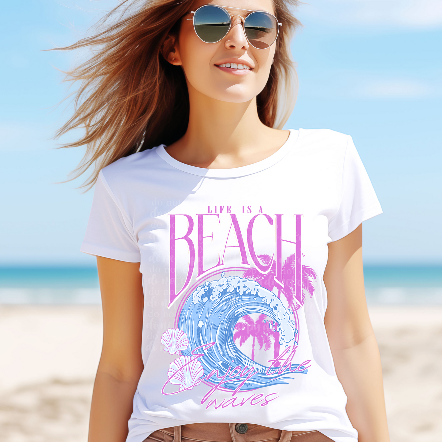 Life's A Beach Enjoy- Pink DTF & Sublimation Transfer