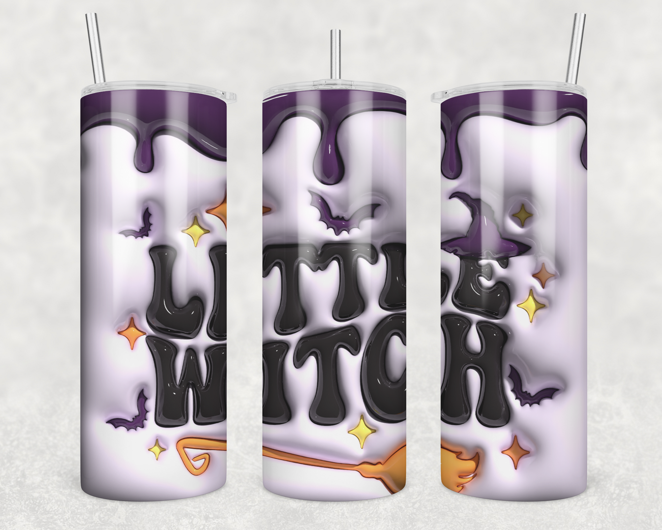 Little Witch Faux Puffy Look Sublimation Transfer Tumbler Wrap 20oz (r ...