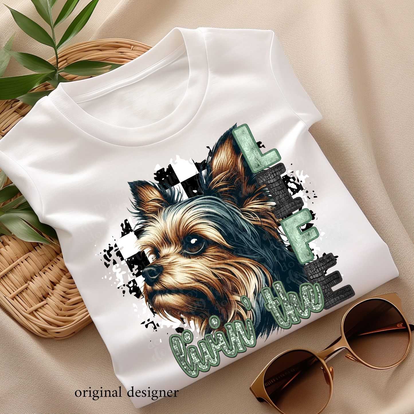 Livin' the Chorkie Life **EXCLUSIVE** Faux Embroidery, Etched Metal, & Sparkle DTF & Sublimation Transfer