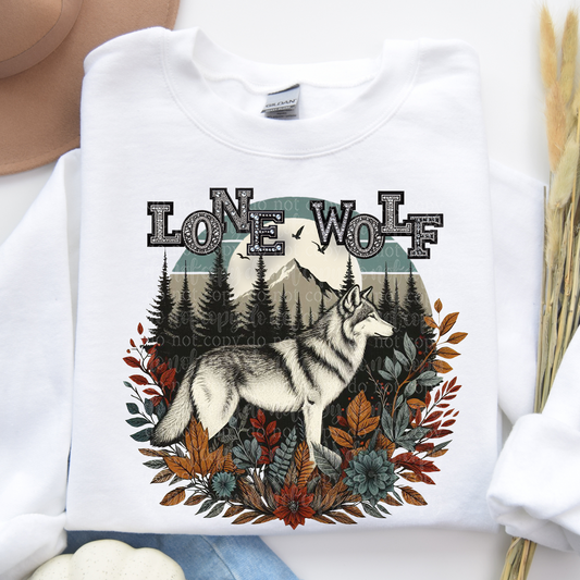 Lone Wolf Faux Rhinestone and Faux Embroidery DTF & Sublimation Transfer