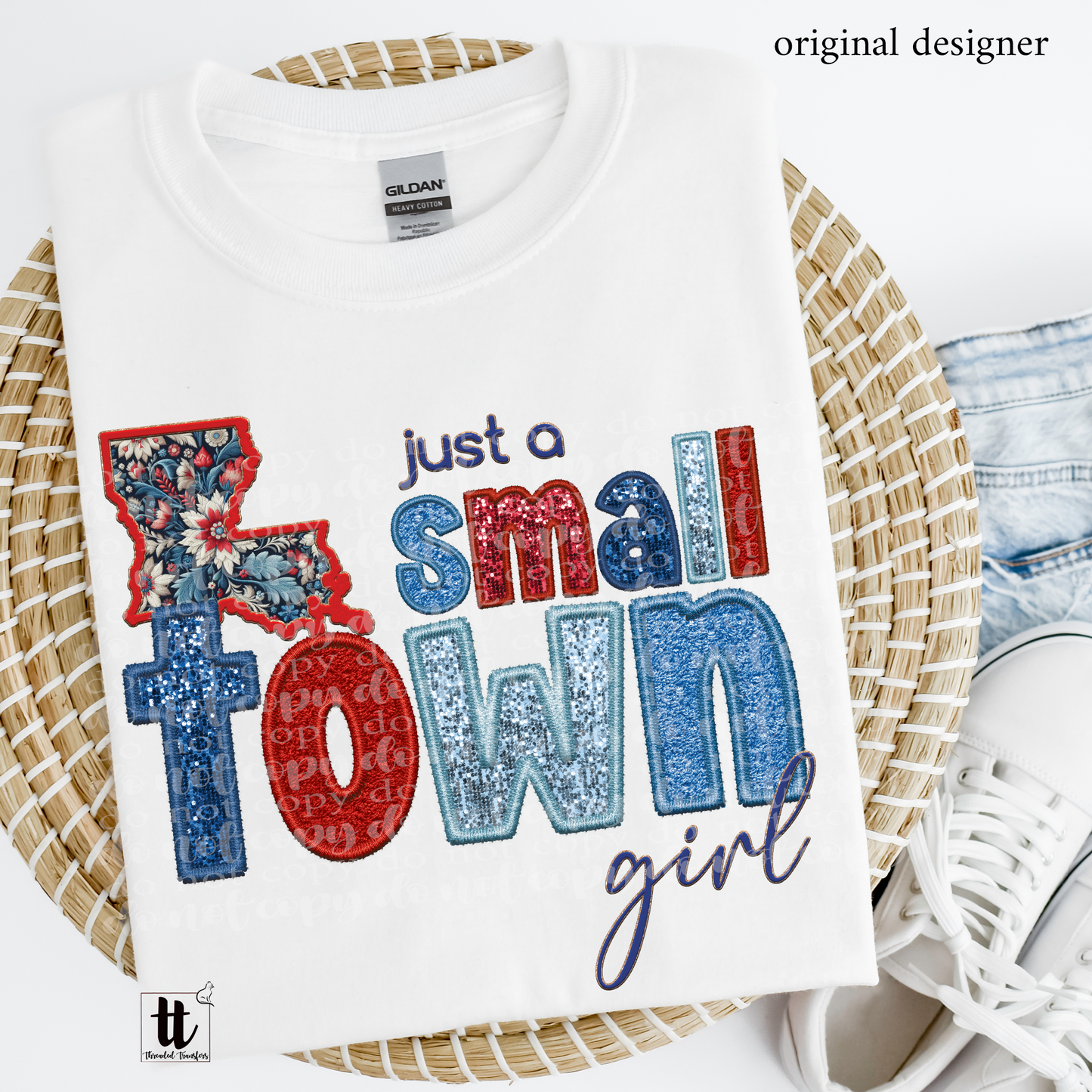 Louisiana Small Town **EXCLUSIVE** Faux Embroidery, Chenille, & Sparkles DTF & Sublimation Transfer