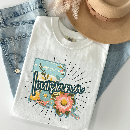 Louisiana Retro Floral DTF & Sublimation Transfer