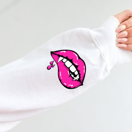 Love Bites Fangs Wrist/Pocket (matches shirt) DTF & Sublimation Transfer