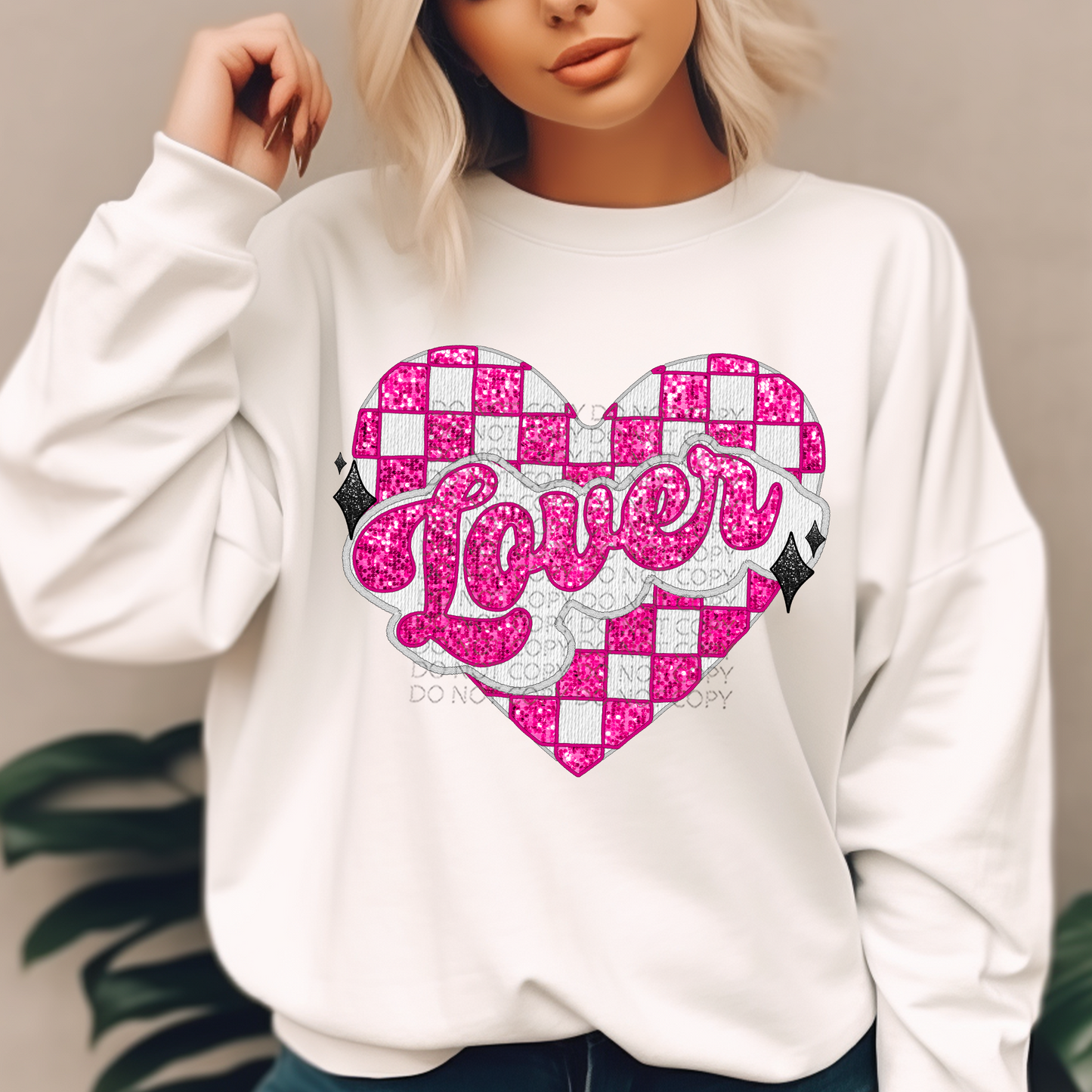 Lover Faux Embroidery and Sparkles DTF & Sublimation Transfer