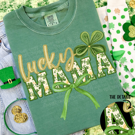 Lucky Mama Faux Embroidery DTF & Sublimation Transfer