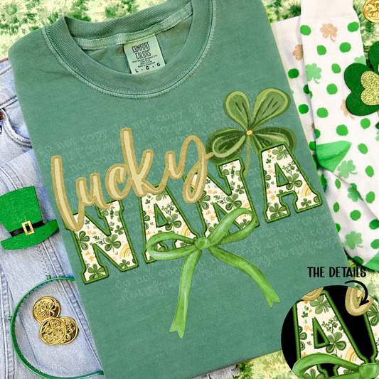 Lucky Nana Faux Embroidery DTF & Sublimation Transfer