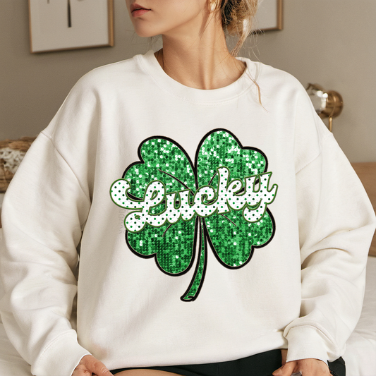 Lucky Shamrock Faux Embroidery and Sparkles *EXCLUSIVE* DTF & Sublimation Transfer