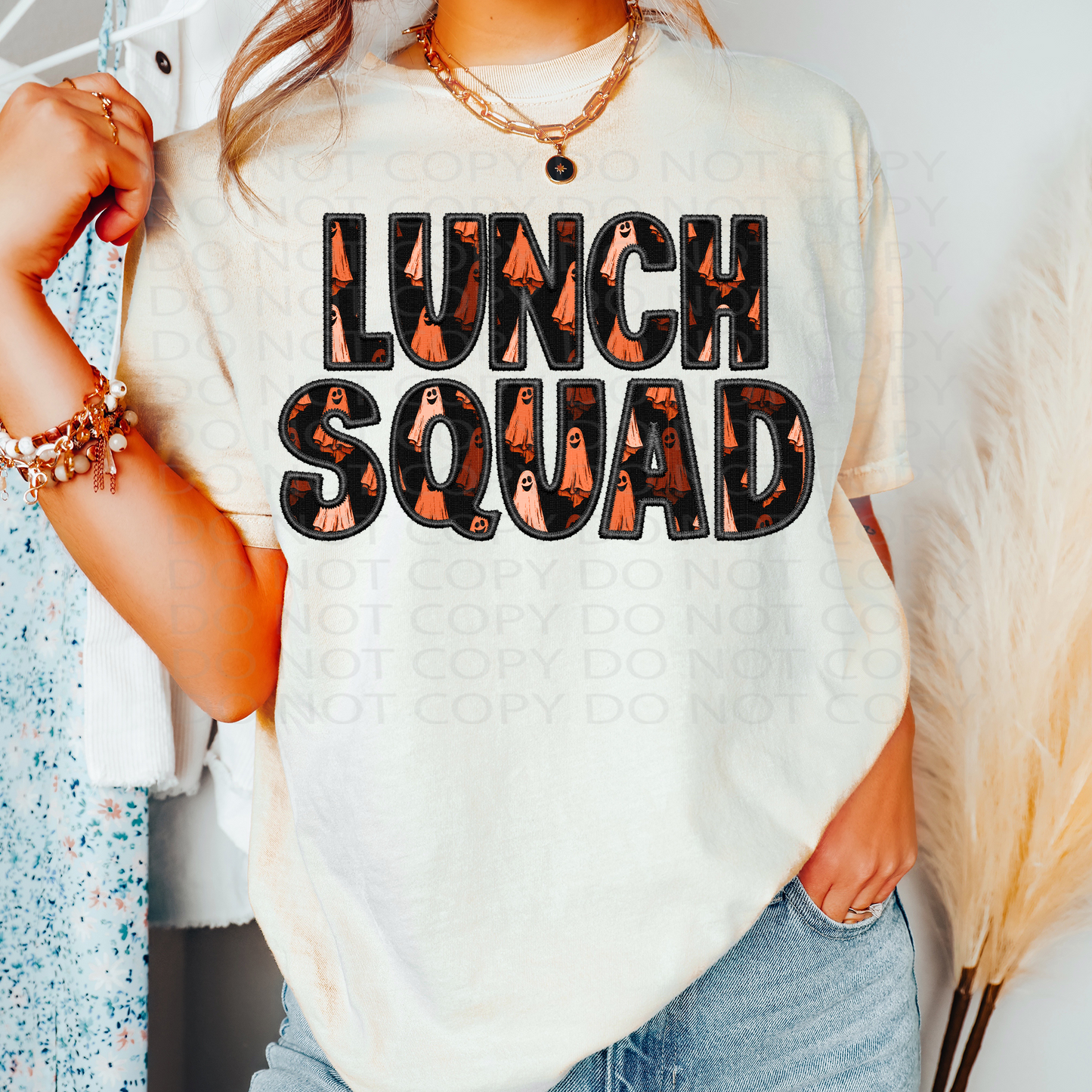 Lunch Squad Faux Embroidery Ghosts DTF & Sublimation Transfer