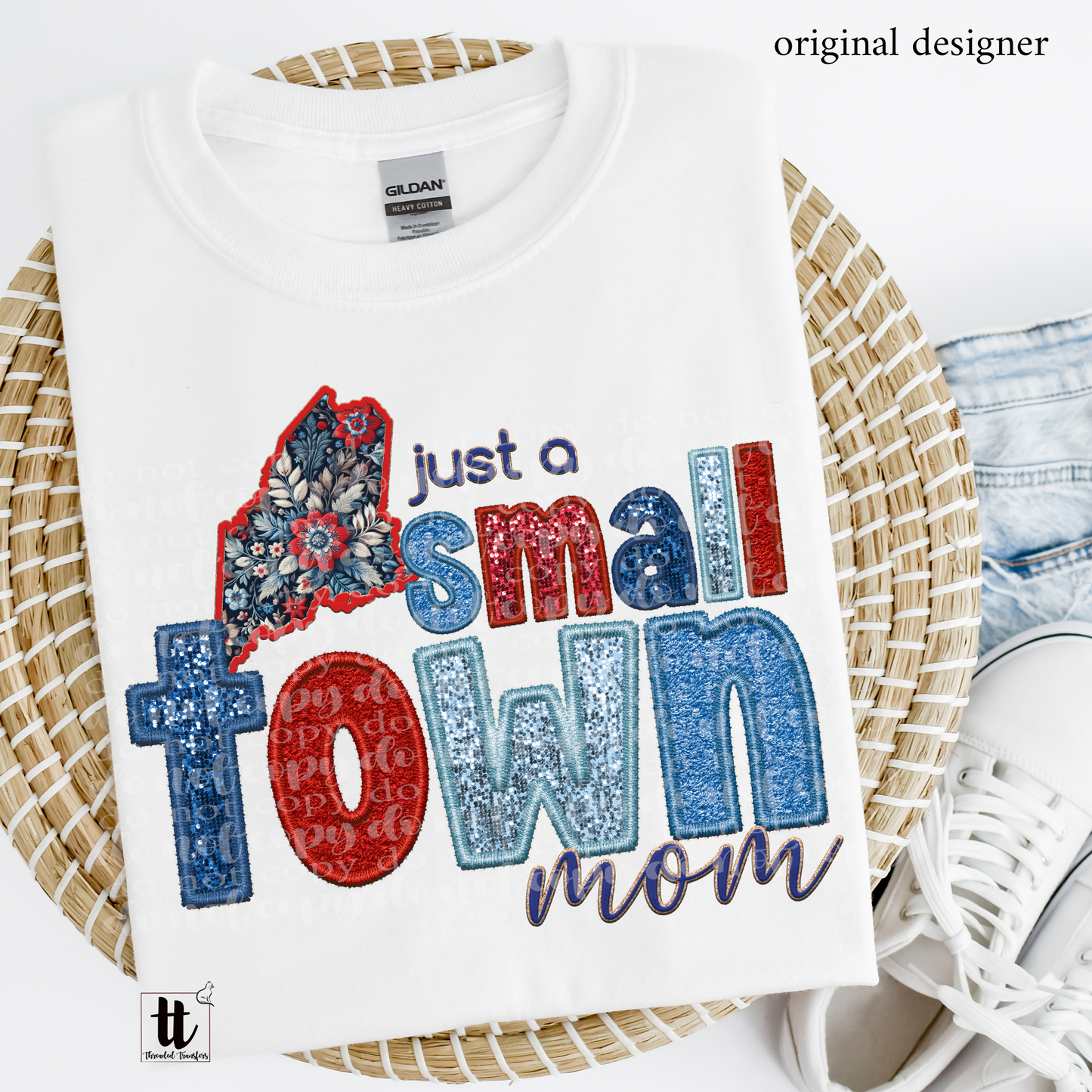 Maine Small Town **EXCLUSIVE** Faux Embroidery, Chenille, & Sparkles DTF & Sublimation Transfer