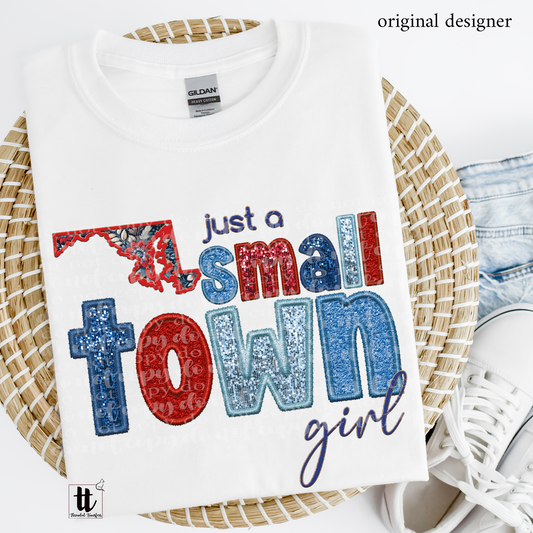 Maryland Small Town **EXCLUSIVE** Faux Embroidery, Chenille, & Sparkles DTF & Sublimation Transfer