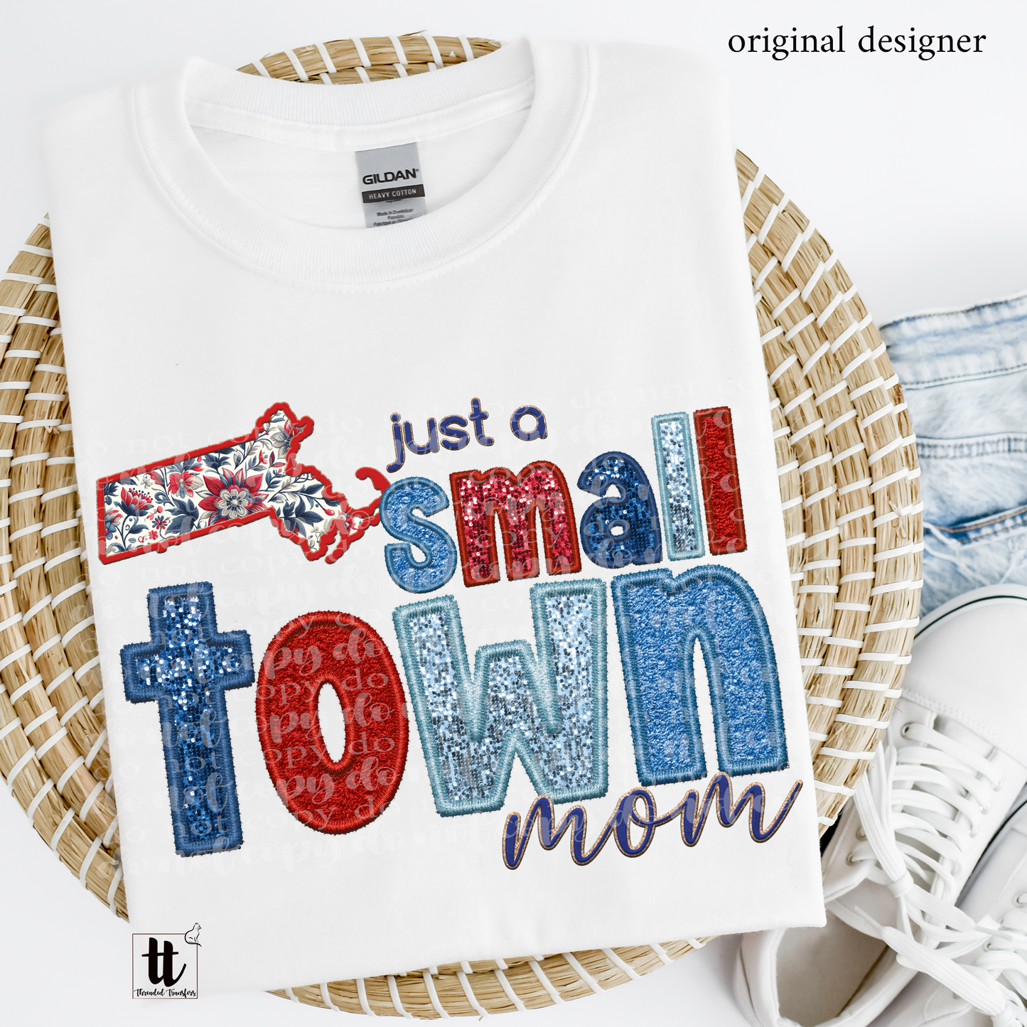 Massachusetts Small Town **EXCLUSIVE** Faux Embroidery, Chenille, & Sparkles DTF & Sublimation Transfer