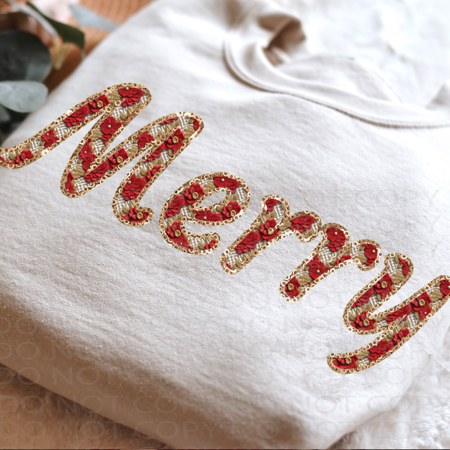 Merry **EXCLUSIVE** Faux 3D Puffy Look and Sparkles DTF & Sublimation Transfer