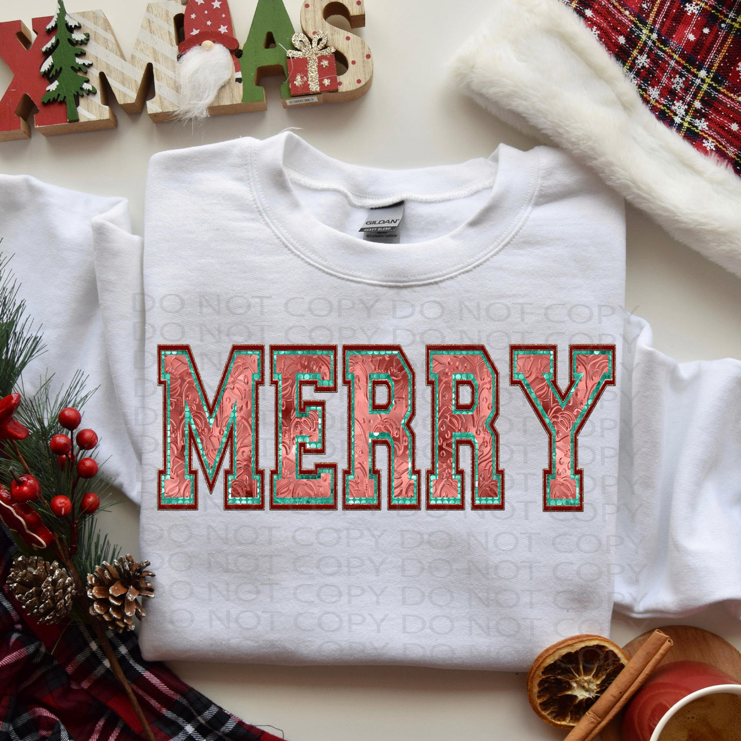 Merry Faux *EXCLUSIVE* 3D Etched Metal, Embroidery and Sparkle DTF & Sublimation Transfer