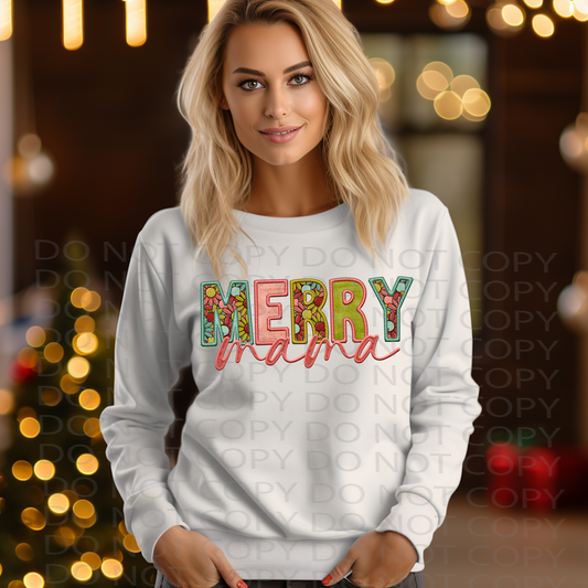 Merry Mama Faux Embroidery DTF & Sublimation Transfer